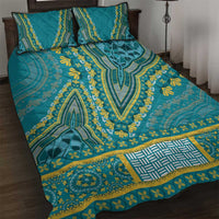African Dashiki Quilt Bed Set Luxury Teal - Wonder Print Shop