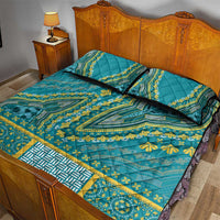 African Dashiki Quilt Bed Set Luxury Teal - Wonder Print Shop