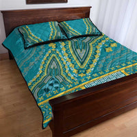 African Dashiki Quilt Bed Set Luxury Teal - Wonder Print Shop