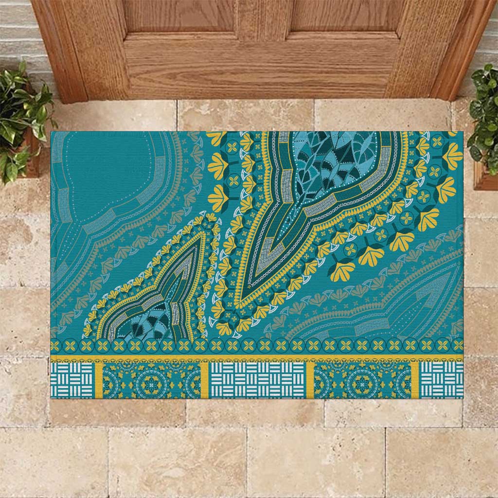 African Dashiki Rubber Doormat Luxury Teal - Wonder Print Shop