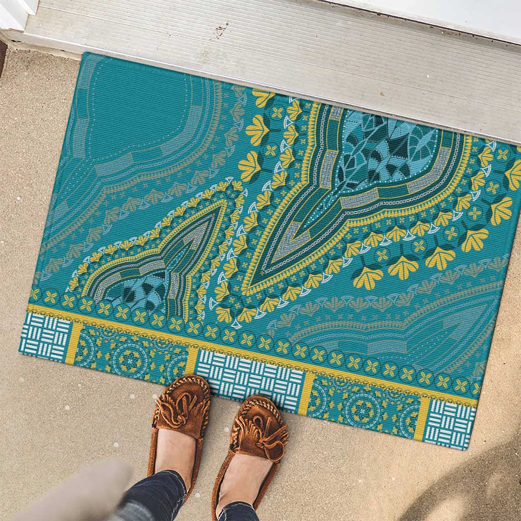African Dashiki Rubber Doormat Luxury Teal - Wonder Print Shop