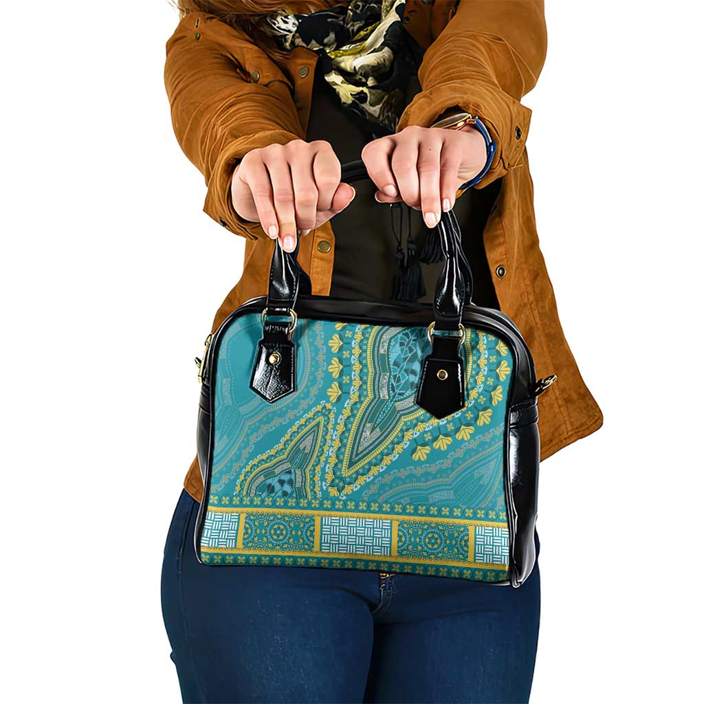 African Dashiki Shoulder Handbag Luxury Teal