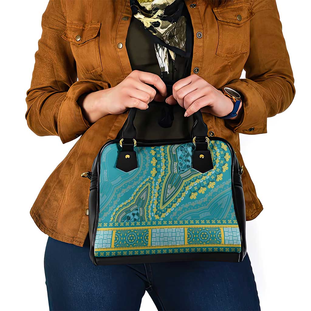 African Dashiki Shoulder Handbag Luxury Teal