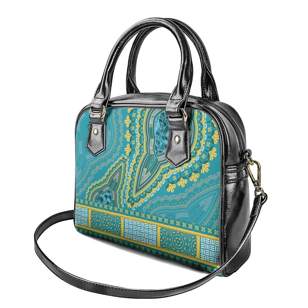 African Dashiki Shoulder Handbag Luxury Teal