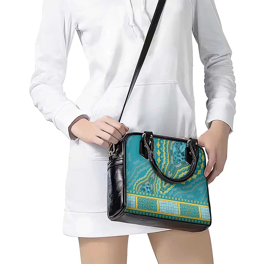 African Dashiki Shoulder Handbag Luxury Teal
