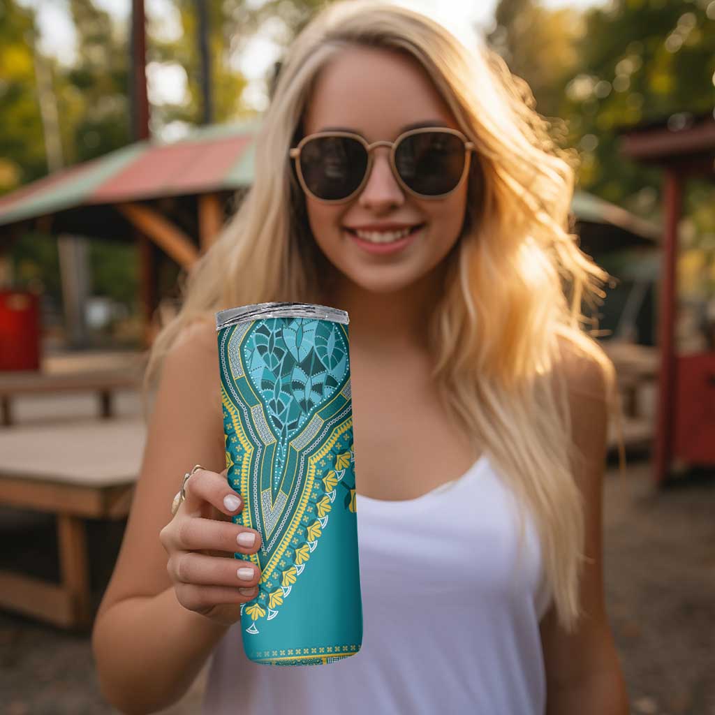 African Dashiki Skinny Tumbler Luxury Teal - Wonder Print Shop