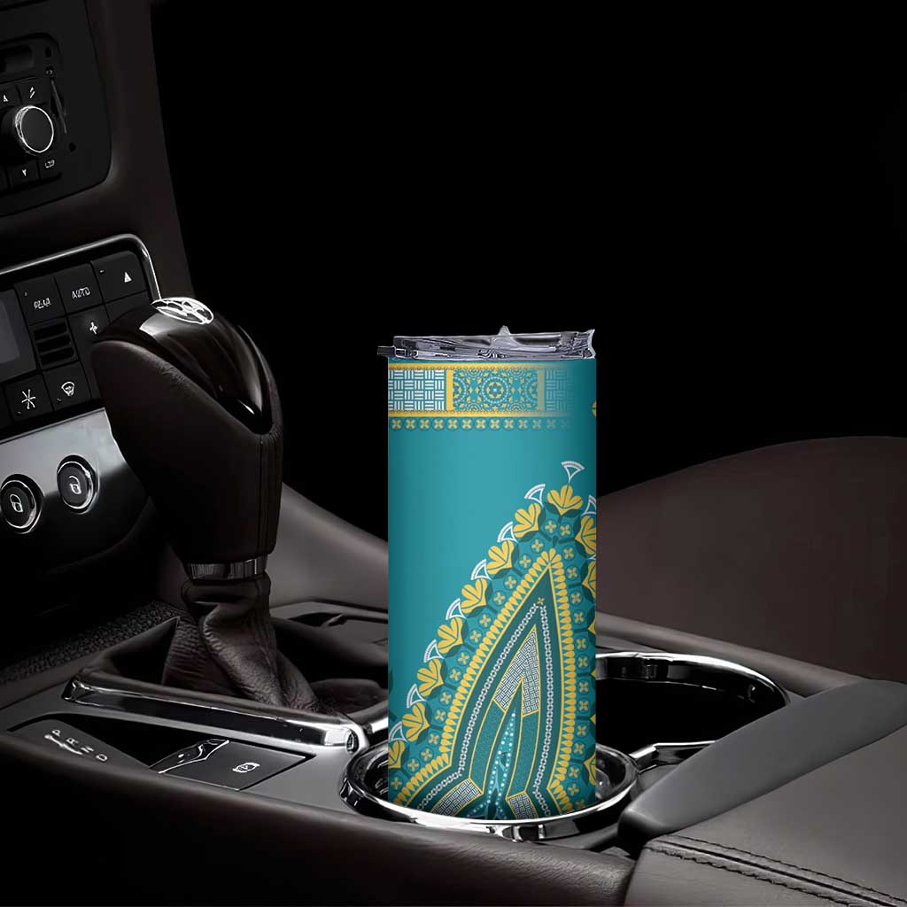 African Dashiki Skinny Tumbler Luxury Teal - Wonder Print Shop