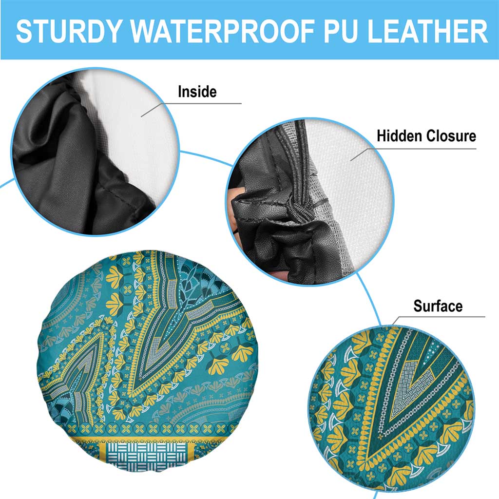 African Dashiki Spare Tire Cover Luxury Teal - Wonder Print Shop