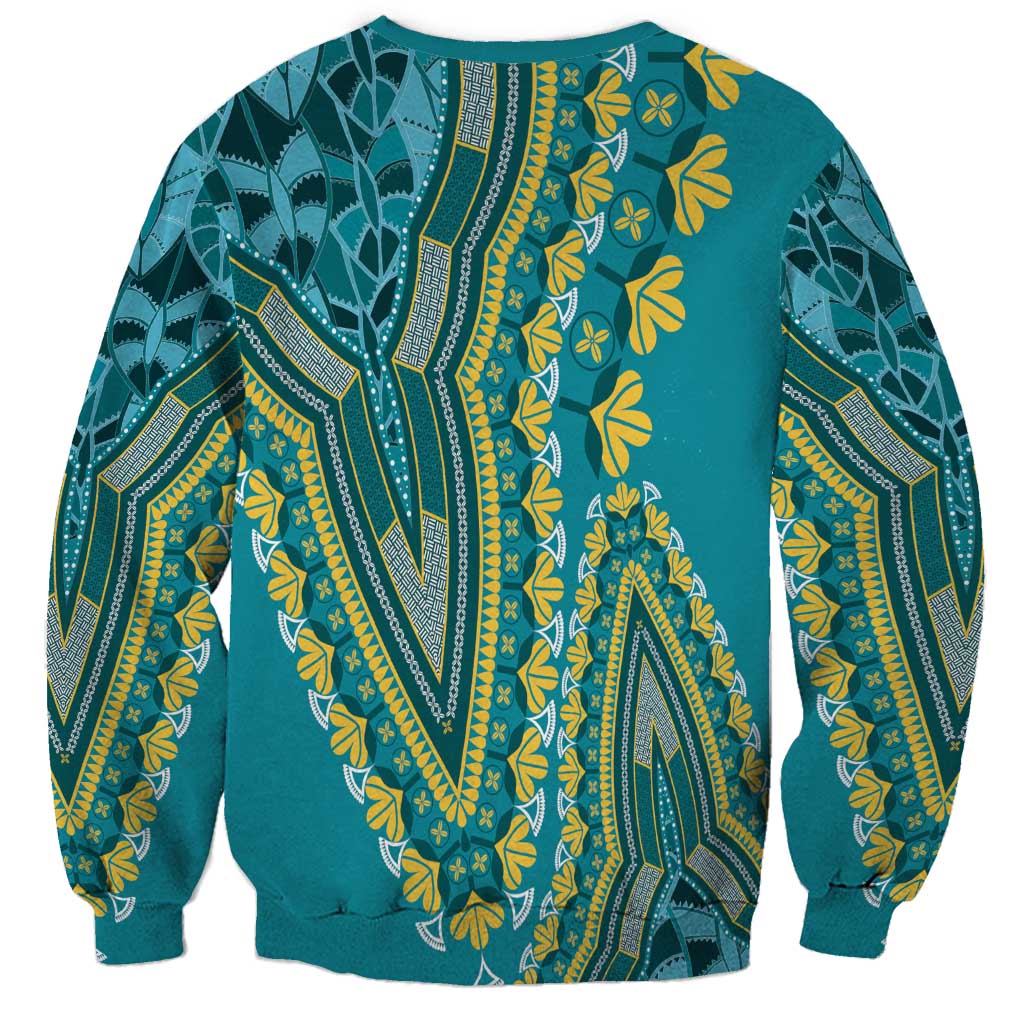 African Dashiki Sweatshirt Luxury Teal - Wonder Print Shop