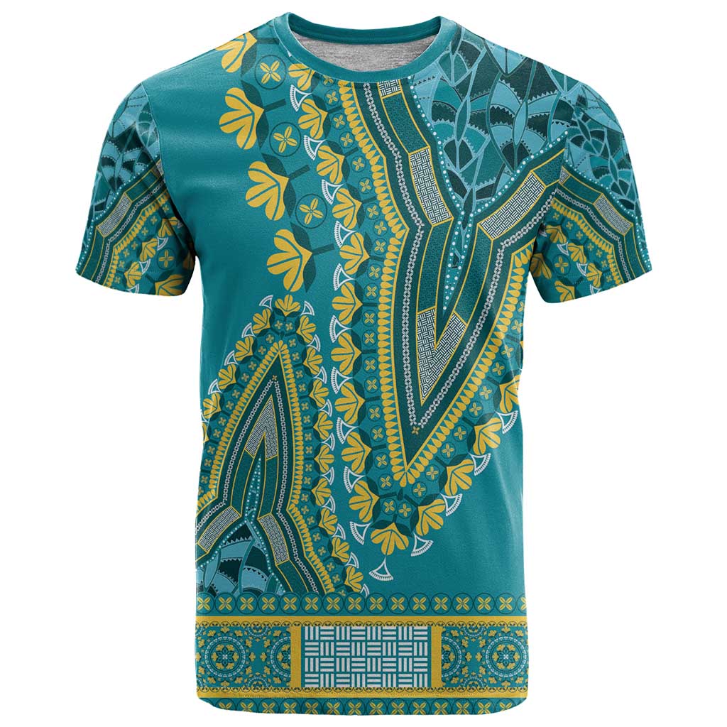 African Dashiki T Shirt Luxury Teal - Wonder Print Shop