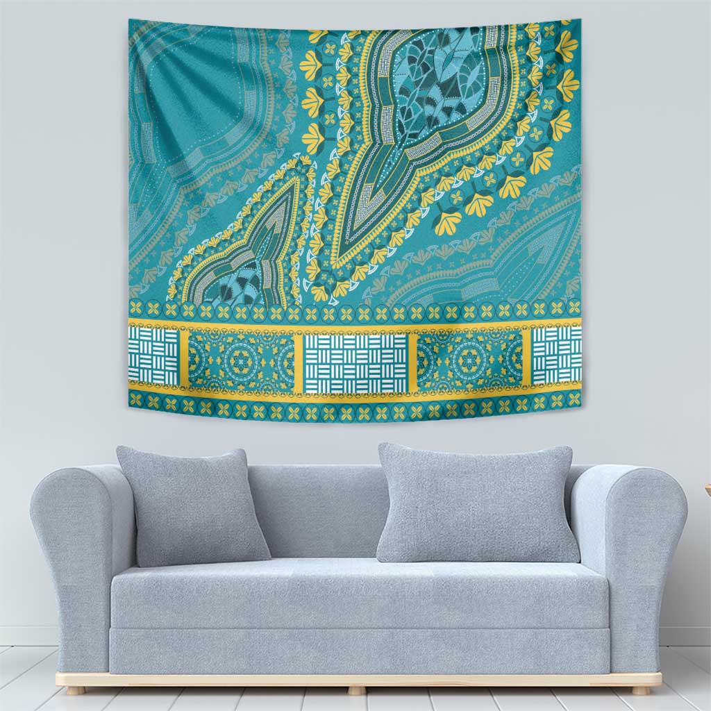 African Dashiki Tapestry Luxury Teal - Wonder Print Shop