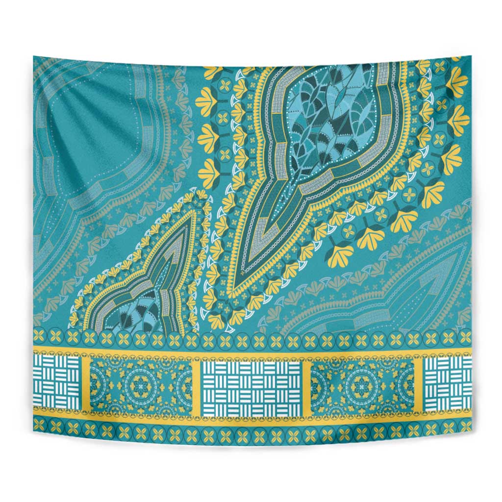 African Dashiki Tapestry Luxury Teal - Wonder Print Shop