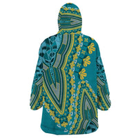 African Dashiki Wearable Blanket Hoodie Luxury Teal - Wonder Print Shop