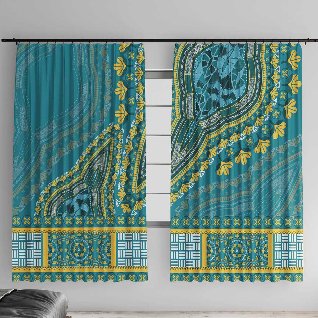 African Dashiki Window Curtain Luxury Teal - Wonder Print Shop