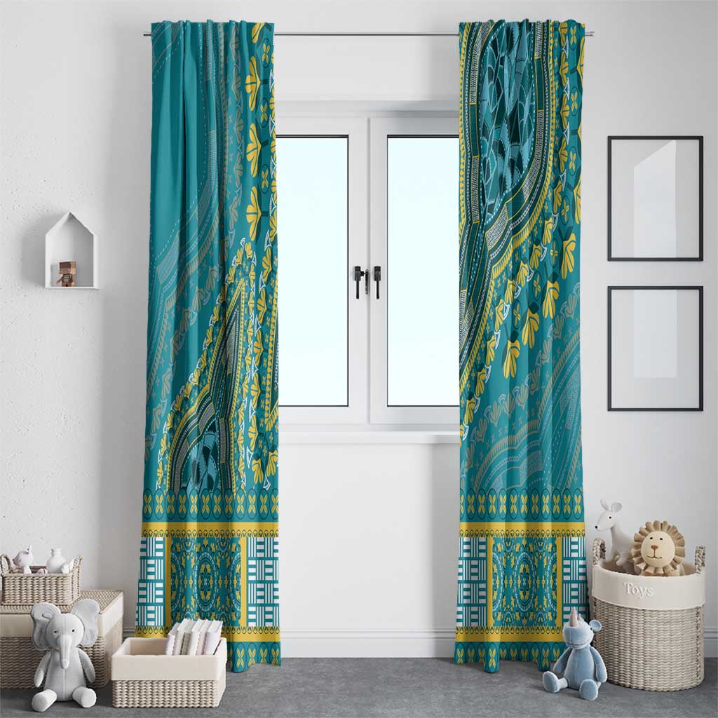 African Dashiki Window Curtain Luxury Teal - Wonder Print Shop