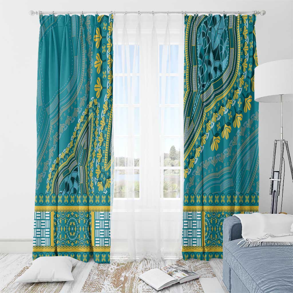 African Dashiki Window Curtain Luxury Teal - Wonder Print Shop