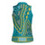 African Dashiki Women Sleeveless Polo Shirt Luxury Teal - Wonder Print Shop