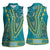 African Dashiki Women Sleeveless Polo Shirt Luxury Teal - Wonder Print Shop