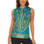 African Dashiki Women Sleeveless Polo Shirt Luxury Teal - Wonder Print Shop