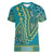 African Dashiki Women V-Neck T-Shirt Luxury Teal - Wonder Print Shop