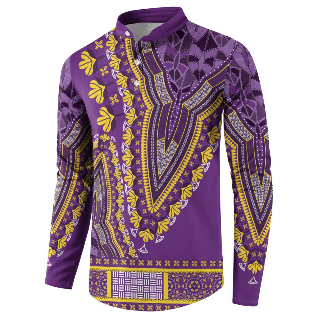 African Dashiki Button Sweatshirt Luxury Violet LT7 - Wonder Print Shop