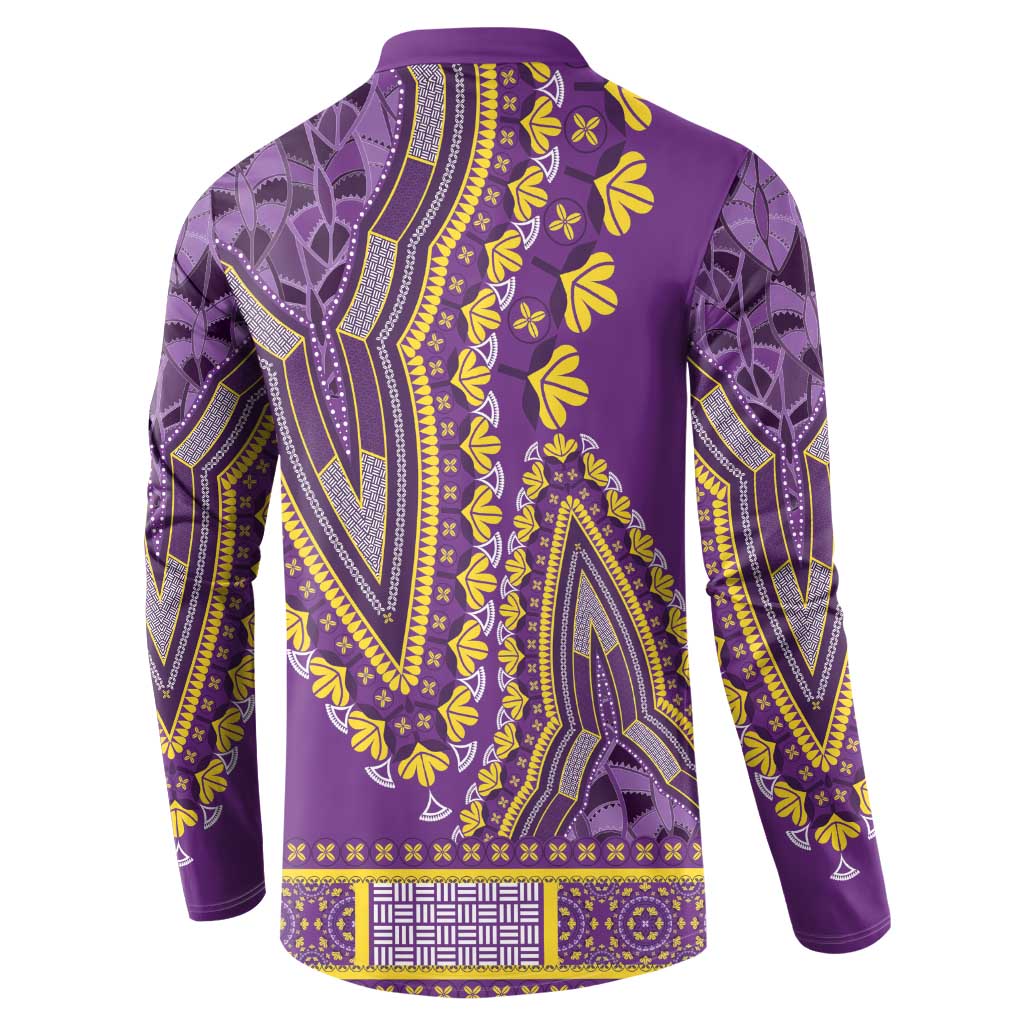 African Dashiki Button Sweatshirt Luxury Violet LT7 - Wonder Print Shop