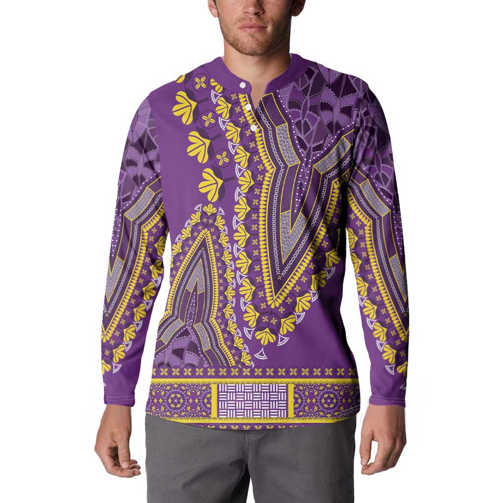 African Dashiki Button Sweatshirt Luxury Violet LT7 - Wonder Print Shop