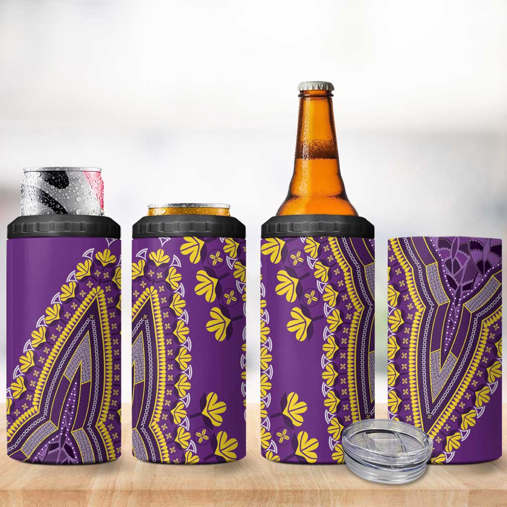 African Dashiki 4 in 1 Can Cooler Tumbler Luxury Violet LT7 - Wonder Print Shop