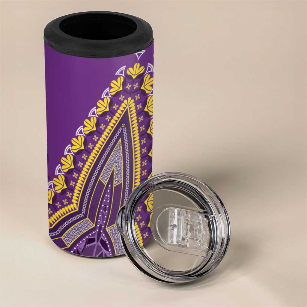 African Dashiki 4 in 1 Can Cooler Tumbler Luxury Violet LT7 - Wonder Print Shop