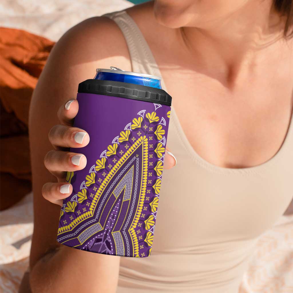African Dashiki 4 in 1 Can Cooler Tumbler Luxury Violet LT7 - Wonder Print Shop