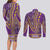 African Dashiki Couples Matching Long Sleeve Bodycon Dress and Long Sleeve Button Shirt Luxury Violet LT7 - Wonder Print Shop
