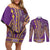 African Dashiki Couples Matching Off Shoulder Short Dress and Long Sleeve Button Shirt Luxury Violet LT7 - Wonder Print Shop