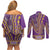African Dashiki Couples Matching Off Shoulder Short Dress and Long Sleeve Button Shirt Luxury Violet LT7 - Wonder Print Shop