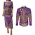 African Dashiki Couples Matching Puletasi and Long Sleeve Button Shirt Luxury Violet LT7 - Wonder Print Shop
