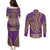 African Dashiki Couples Matching Puletasi and Long Sleeve Button Shirt Luxury Violet LT7 - Wonder Print Shop