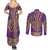 African Dashiki Couples Matching Summer Maxi Dress and Long Sleeve Button Shirt Luxury Violet LT7 - Wonder Print Shop