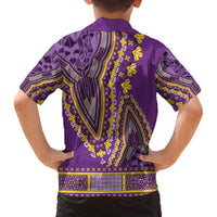 African Dashiki Family Matching Off The Shoulder Long Sleeve Dress and Hawaiian Shirt Luxury Violet - Wonder Print Shop