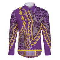 African Dashiki Family Matching Off The Shoulder Long Sleeve Dress and Hawaiian Shirt Luxury Violet - Wonder Print Shop