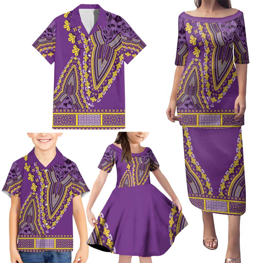 African Dashiki Family Matching Puletasi and Hawaiian Shirt Luxury Violet - Wonder Print Shop