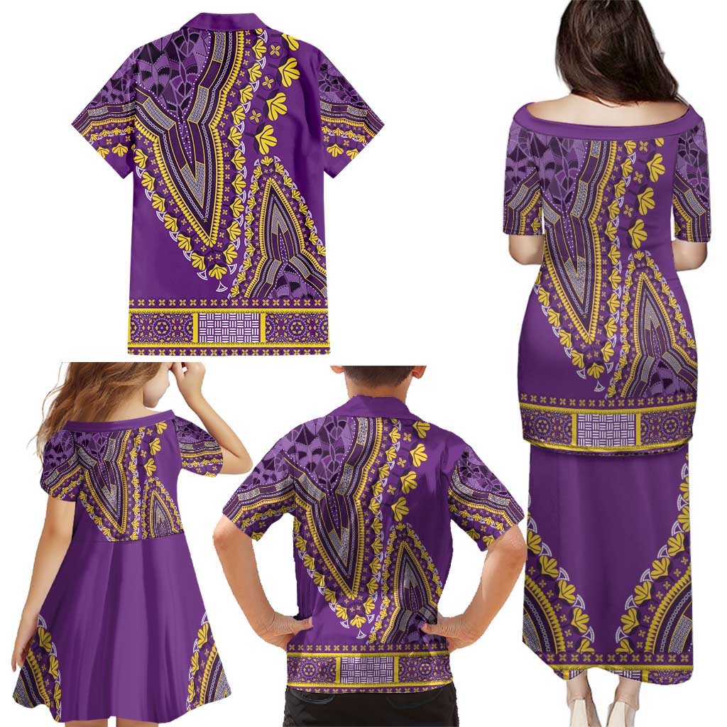 African Dashiki Family Matching Puletasi and Hawaiian Shirt Luxury Violet - Wonder Print Shop