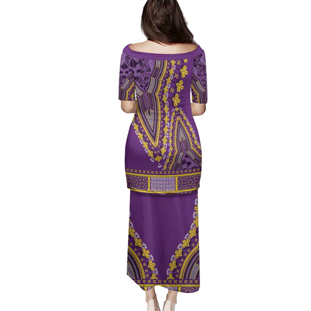 African Dashiki Family Matching Puletasi and Hawaiian Shirt Luxury Violet - Wonder Print Shop