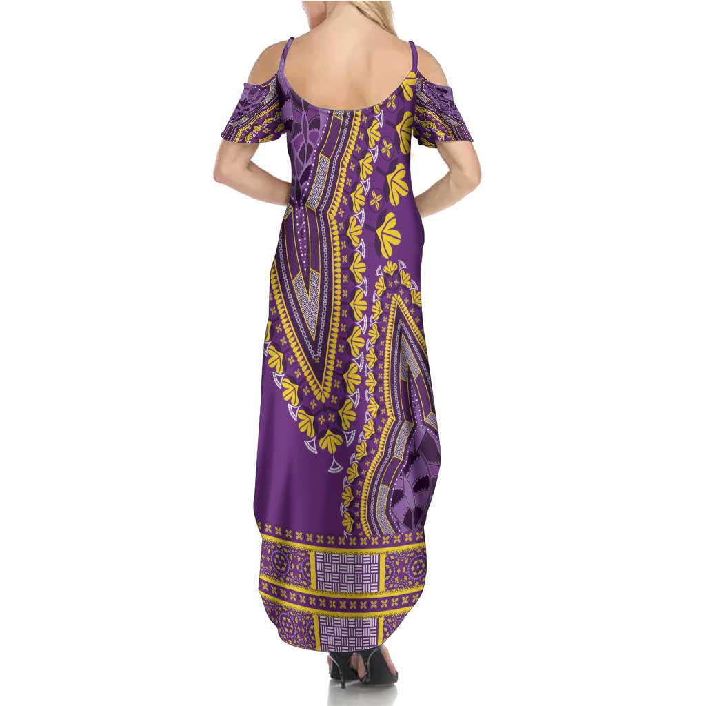 African Dashiki Family Matching Summer Maxi Dress and Hawaiian Shirt Luxury Violet - Wonder Print Shop