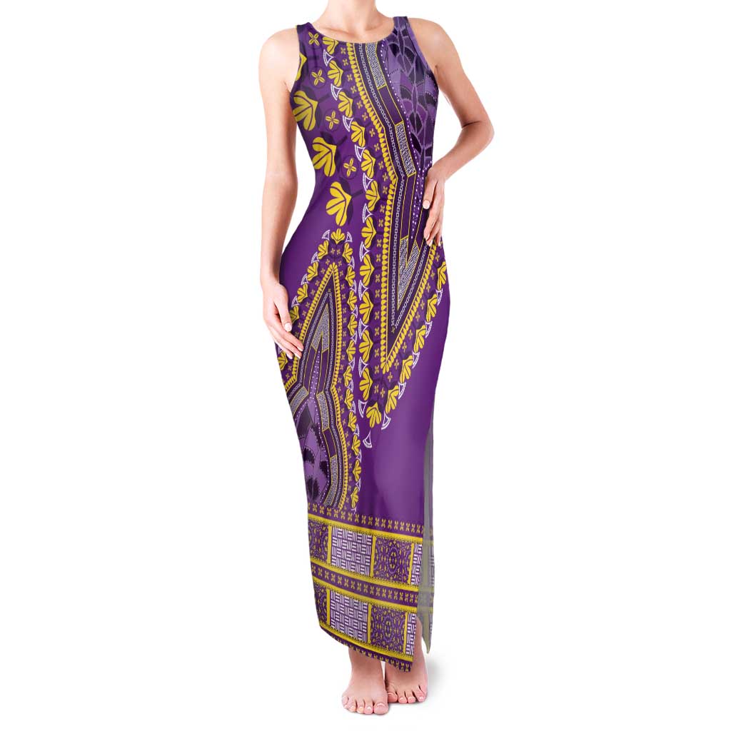 African Dashiki Family Matching Tank Maxi Dress and Hawaiian Shirt Luxury Violet - Wonder Print Shop