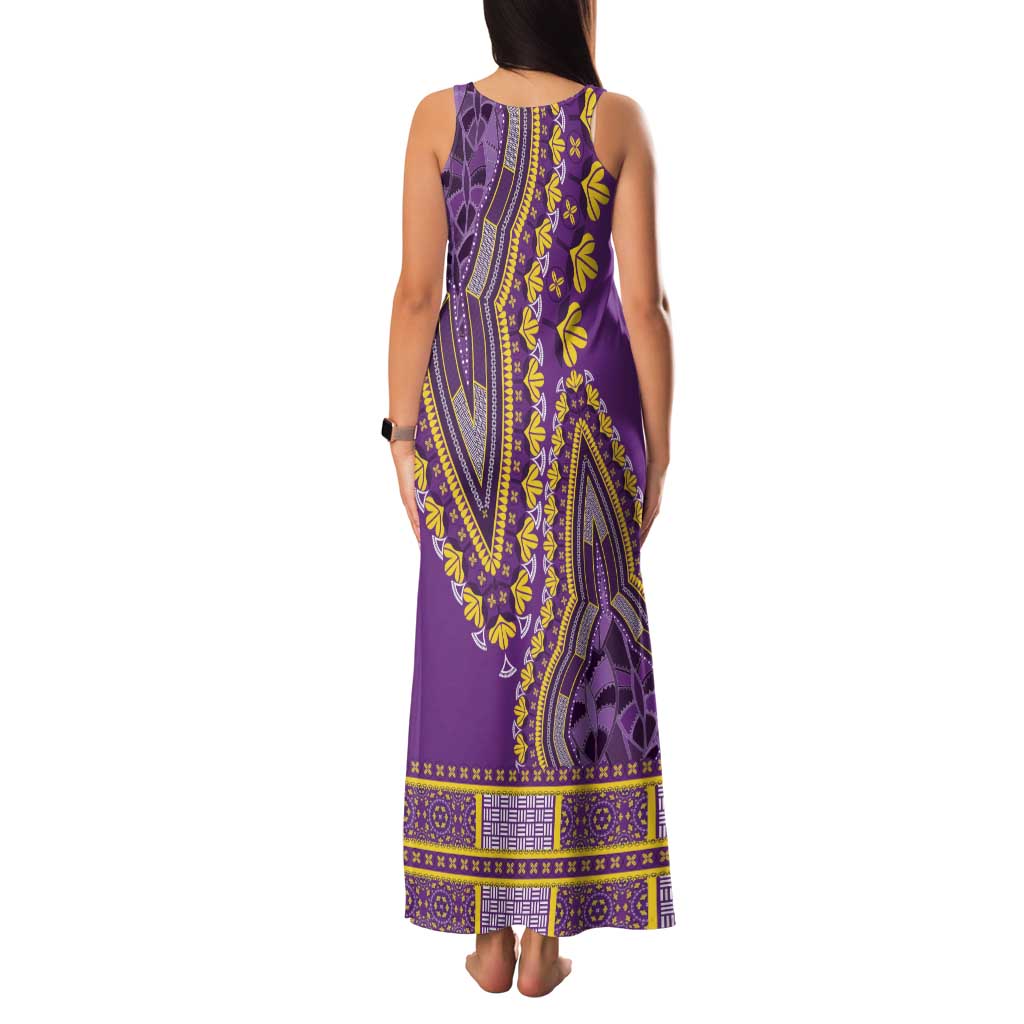 African Dashiki Family Matching Tank Maxi Dress and Hawaiian Shirt Luxury Violet - Wonder Print Shop
