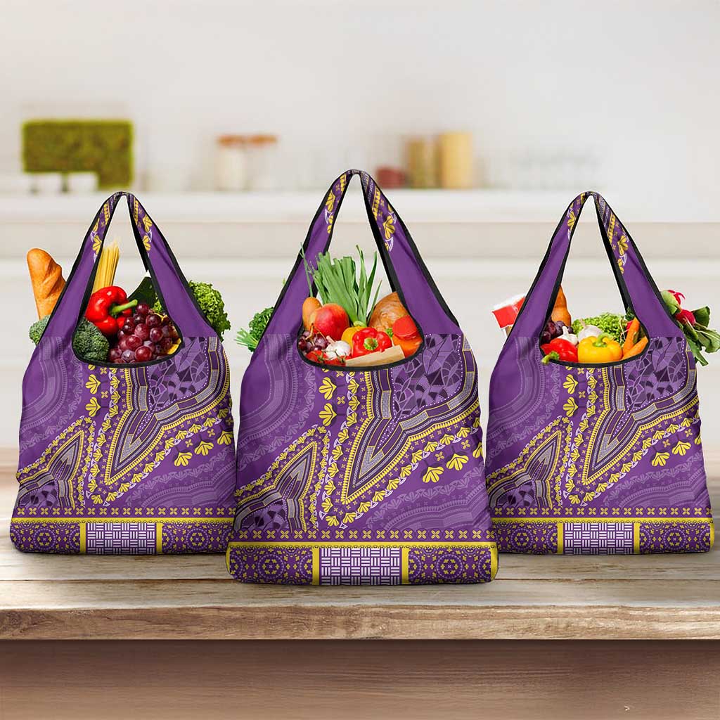 African Dashiki Grocery Bag Luxury Violet