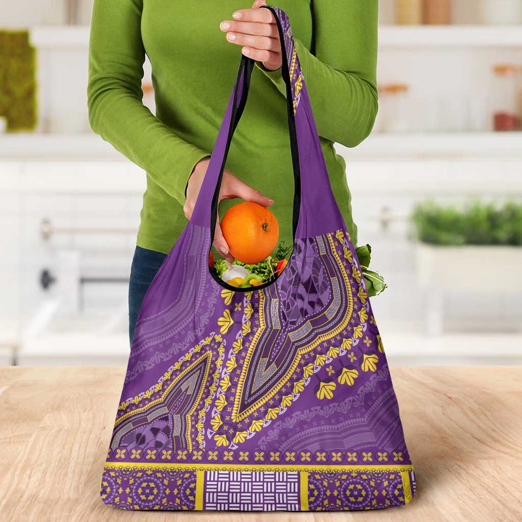 African Dashiki Grocery Bag Luxury Violet