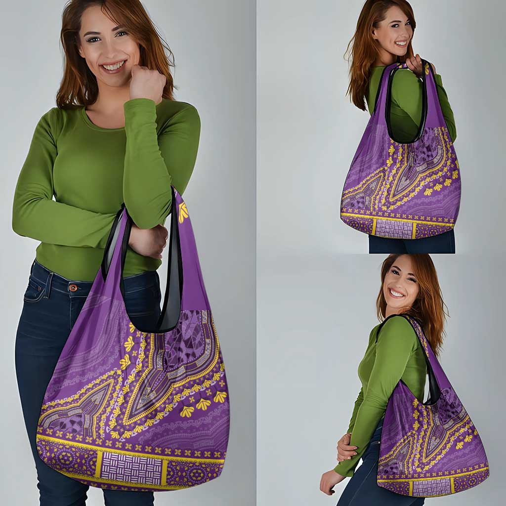 African Dashiki Grocery Bag Luxury Violet