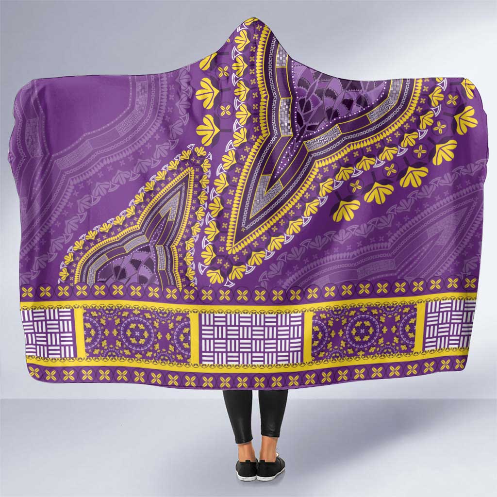 African Dashiki Hooded Blanket Luxury Violet