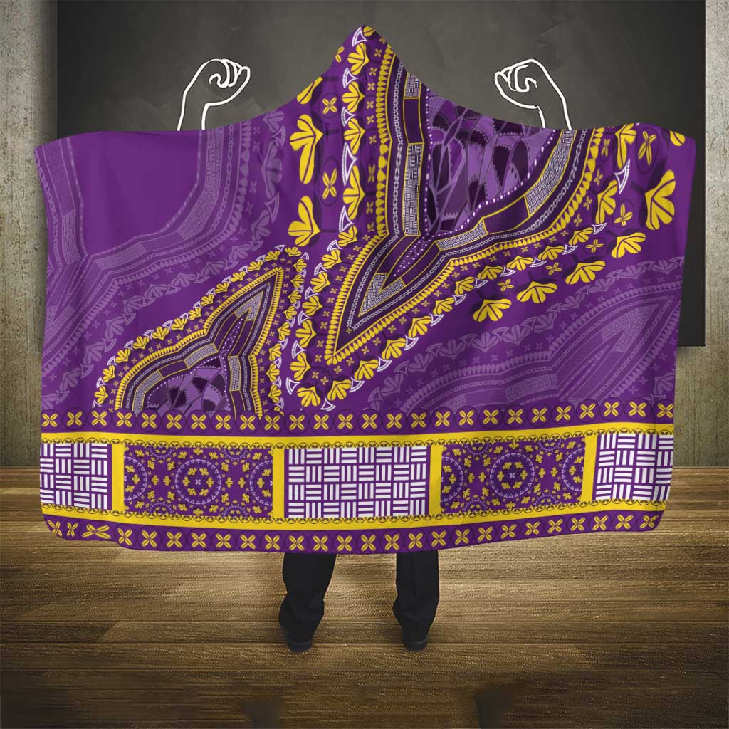 African Dashiki Hooded Blanket Luxury Violet