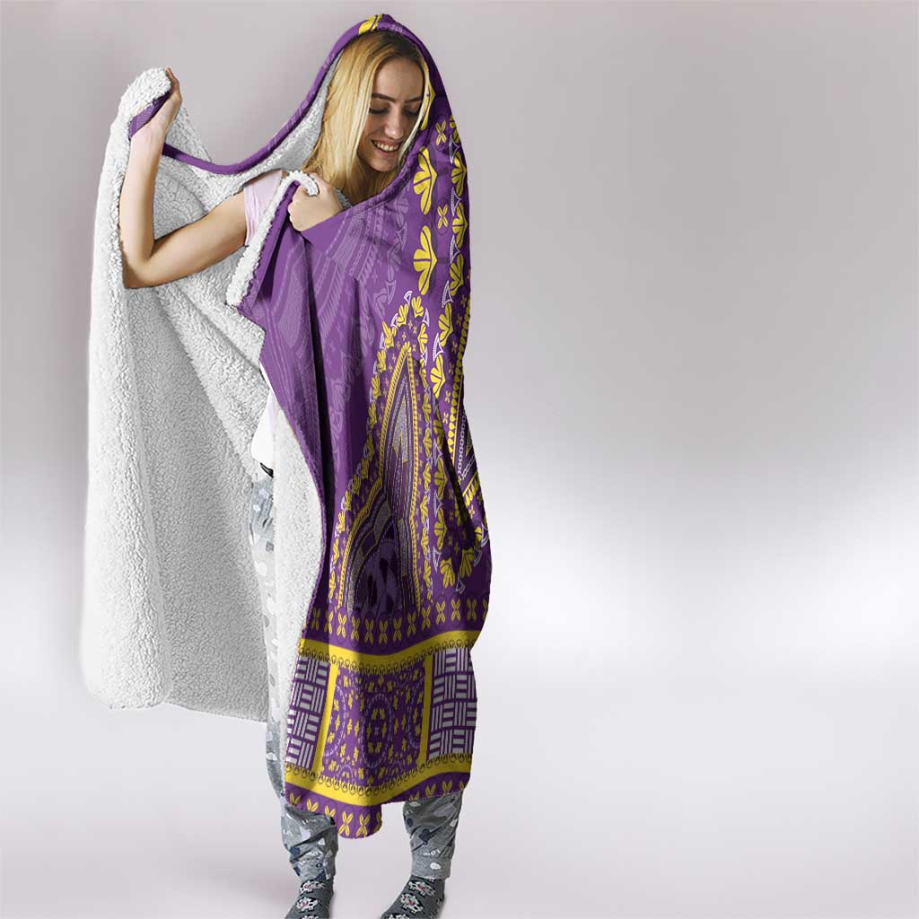 African Dashiki Hooded Blanket Luxury Violet